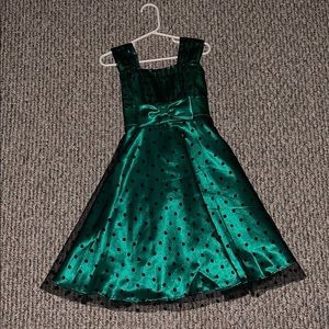 Cute green and black polka dot formal dress!